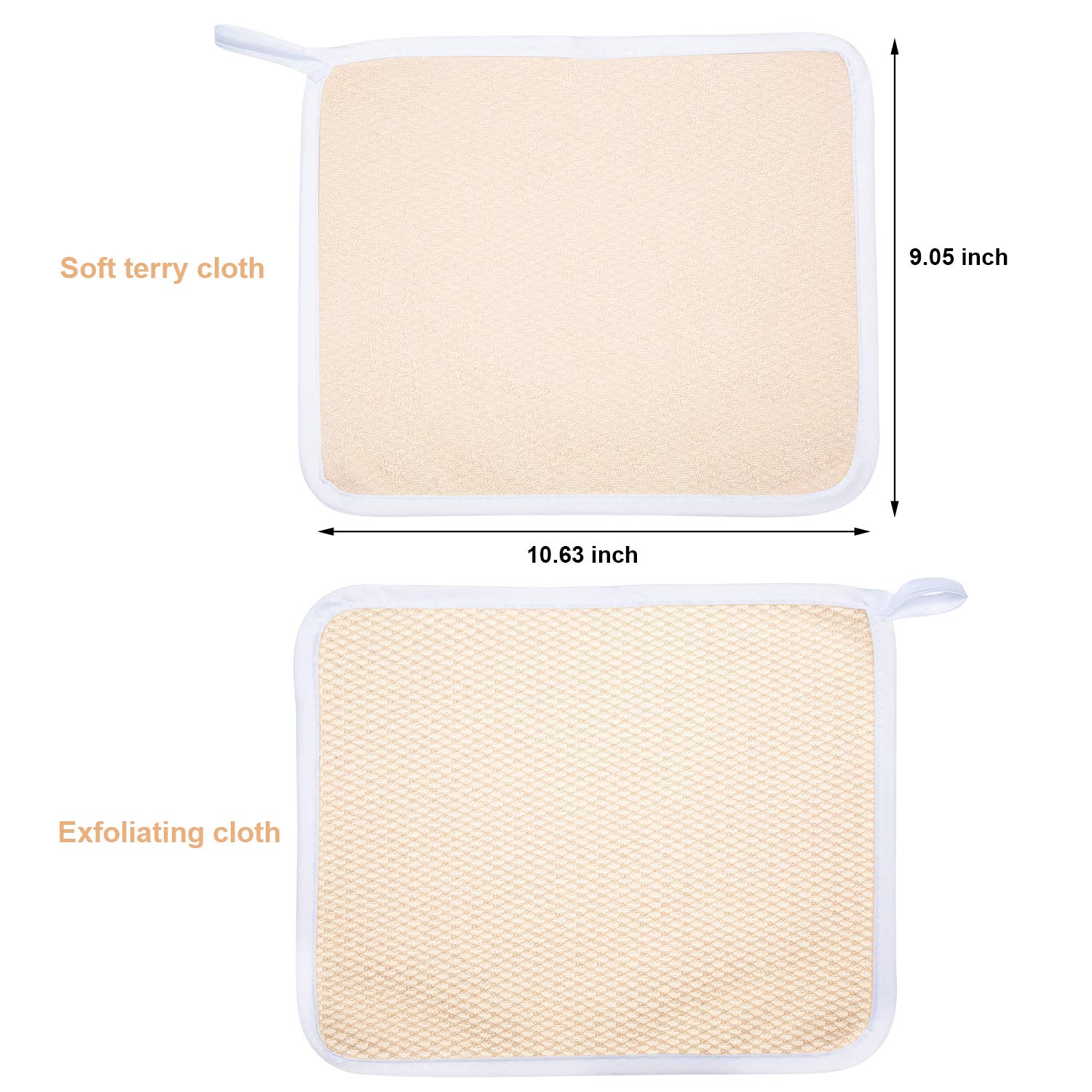 Exfoliating Face and Body Wash Cloths Towel Soft Weave Bath Cloth Exfoliating Scrub Cloth Massage Bath Cloth for Women and Man (3 Pack Exfoliating Side and Soft Terry Side Cloth)