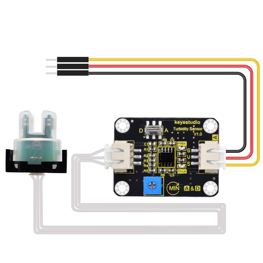 KEYESTUDIO Turbidity Sensor Module V1 for Arduino,Water Quality Monitor Particles Water/Liquid Turbidity Level Tester