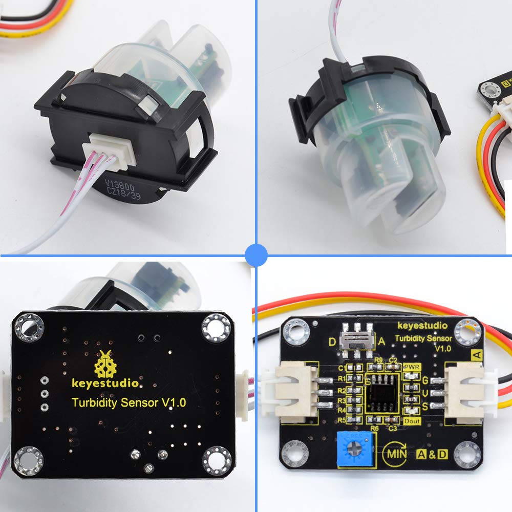 KEYESTUDIO Turbidity Sensor Module V1 for Arduino,Water Quality Monitor Particles Water/Liquid Turbidity Level Tester