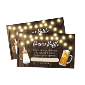 your main event prints baby brewing beer bottle baby shower diaper raffle card, neutral diaper raffle ticket, 50 count