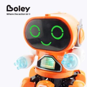 Boley Pioneer Dancing Robot in Orange - Walking Dancing Electronic Robot Toy for Kids with Disco Flashing Lights and Dance Music - Battery Operated