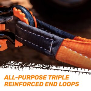 Tow Strap by RoofPax | 3" x 20 ft. Off Road Recovery Rope | 30,180 lb Break Strength Capacity | Heavy Duty Winch Strap with Triple Reinforced End Loops | Essential Recovery Kit for Getting Unstuck