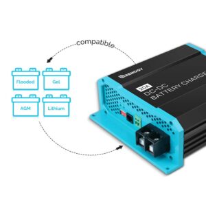 Renogy 12V 20A DC to DC On-Board Battery Charger for Flooded, Gel, AGM, and Lithium, Using Multi-Stage Charging in RVs, Commercial Vehicles, Boats, Yachts, 20A