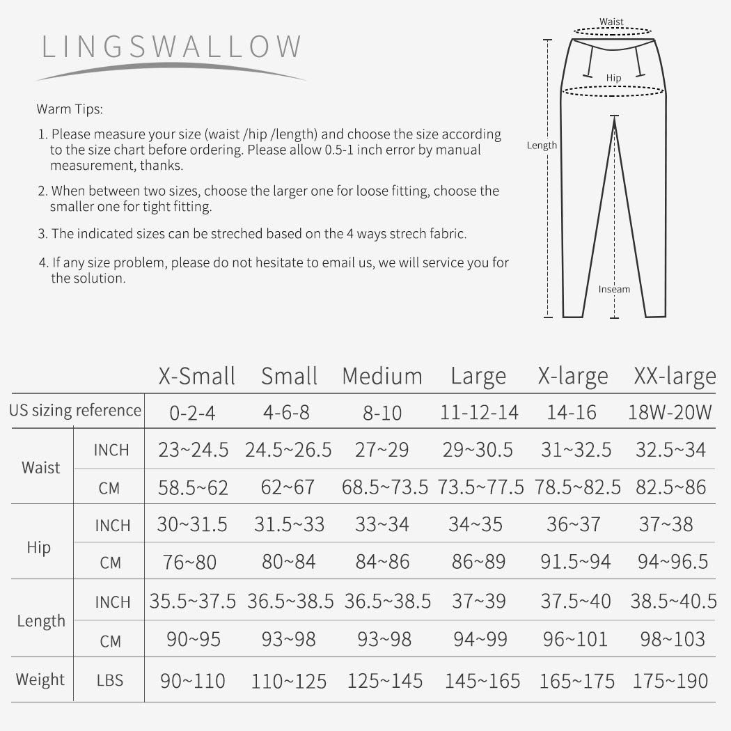 Lingswallow High Waist Yoga Pants - Yoga Pants with Pockets Tummy Control, 4 Ways Stretch Workout Running Yoga Leggings (Black, Medium)