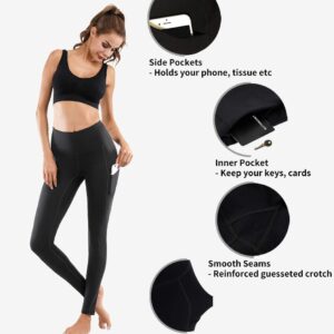 Lingswallow High Waist Yoga Pants - Yoga Pants with Pockets Tummy Control, 4 Ways Stretch Workout Running Yoga Leggings (Black, Medium)