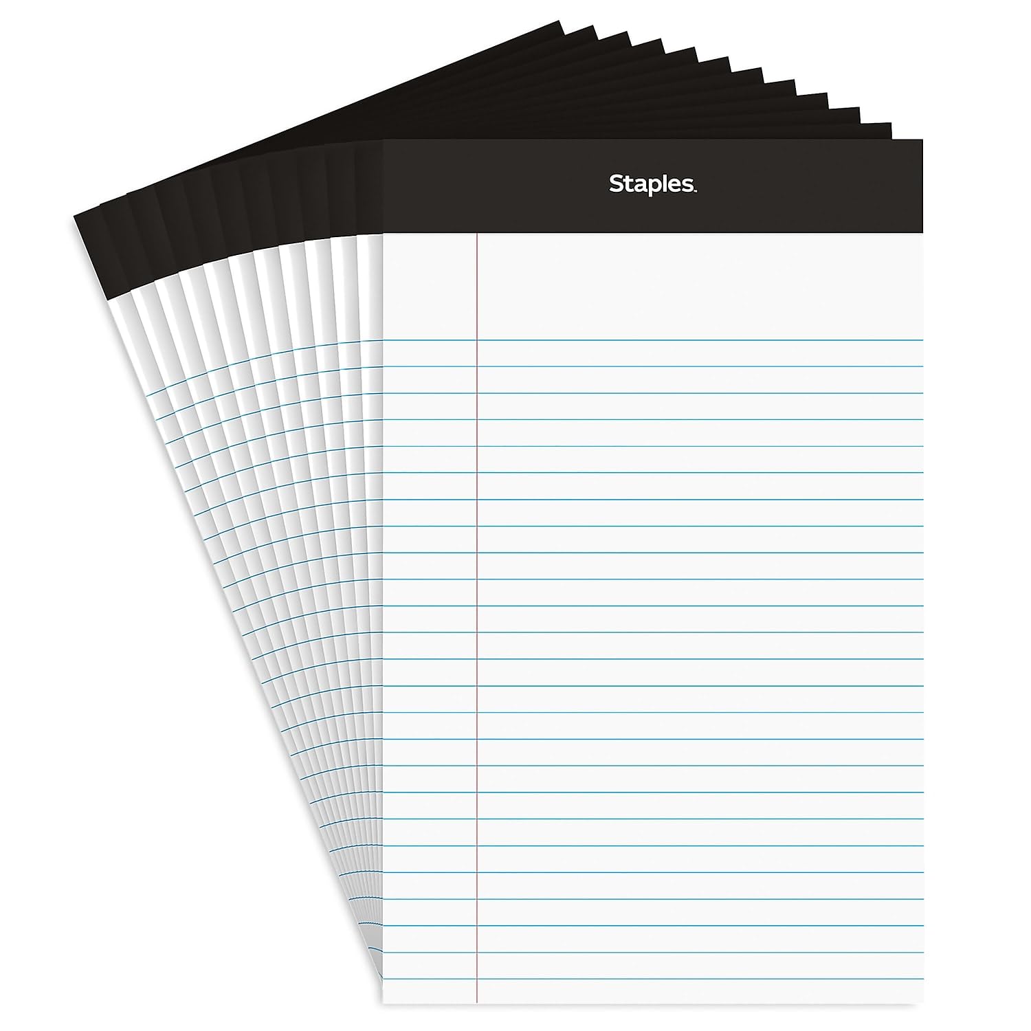 STAPLES TRU RED Notepad, 5" x 8", Narrow Ruled, White, 50 Sheets/Pad, Dozen Pads/Pack (TR57338)