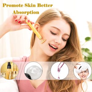 Amirce Face Massager Roller Golden 3D Roller Electric Facial Roller and T Shape Facial Roller Massager Kit Face Roller