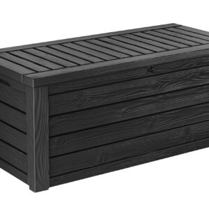 Keter Westwood 150 Gallon Plastic Outdoor Furniture Storage Deck Box, Dark Gray