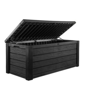 Keter Westwood 150 Gallon Plastic Outdoor Furniture Storage Deck Box, Dark Gray