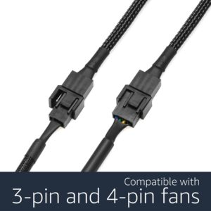 CRJ Micro 4-Pin GPU Fan Adapter Cable - 6-inch (15cm), Black Sleeved - Micro PH (2.0mm) 4-Pin PWM Graphics Card Fan Adapter Cable for Connecting 3-Pin/4-Pin PC Fans