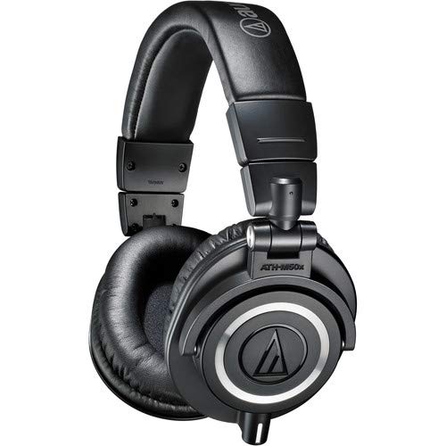 Audio-Technica ATH-M50x Professional Studio Monitor Headphones (Black) with Carrying Case, 6Ave Cleaning Kit