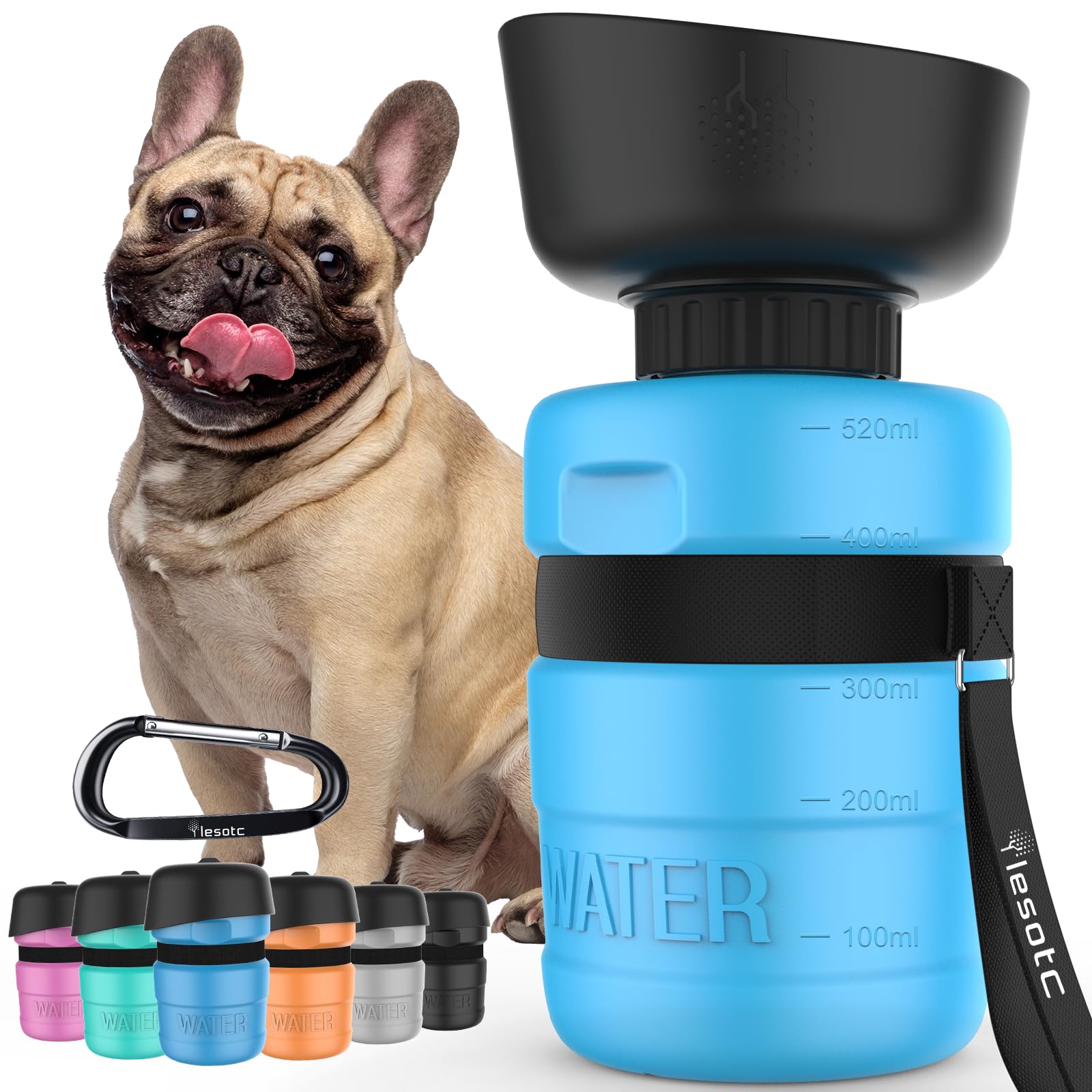 lesotc 2022 Upgraded Pet Water Bottle for Dogs,Dog Water Bottle Foldable,Leak Proof Dog Travel Water Bottle,Dog Water Dispenser,Lightweight & Convenient for Outdoor Walking,Hiking,Travel,BPA Free