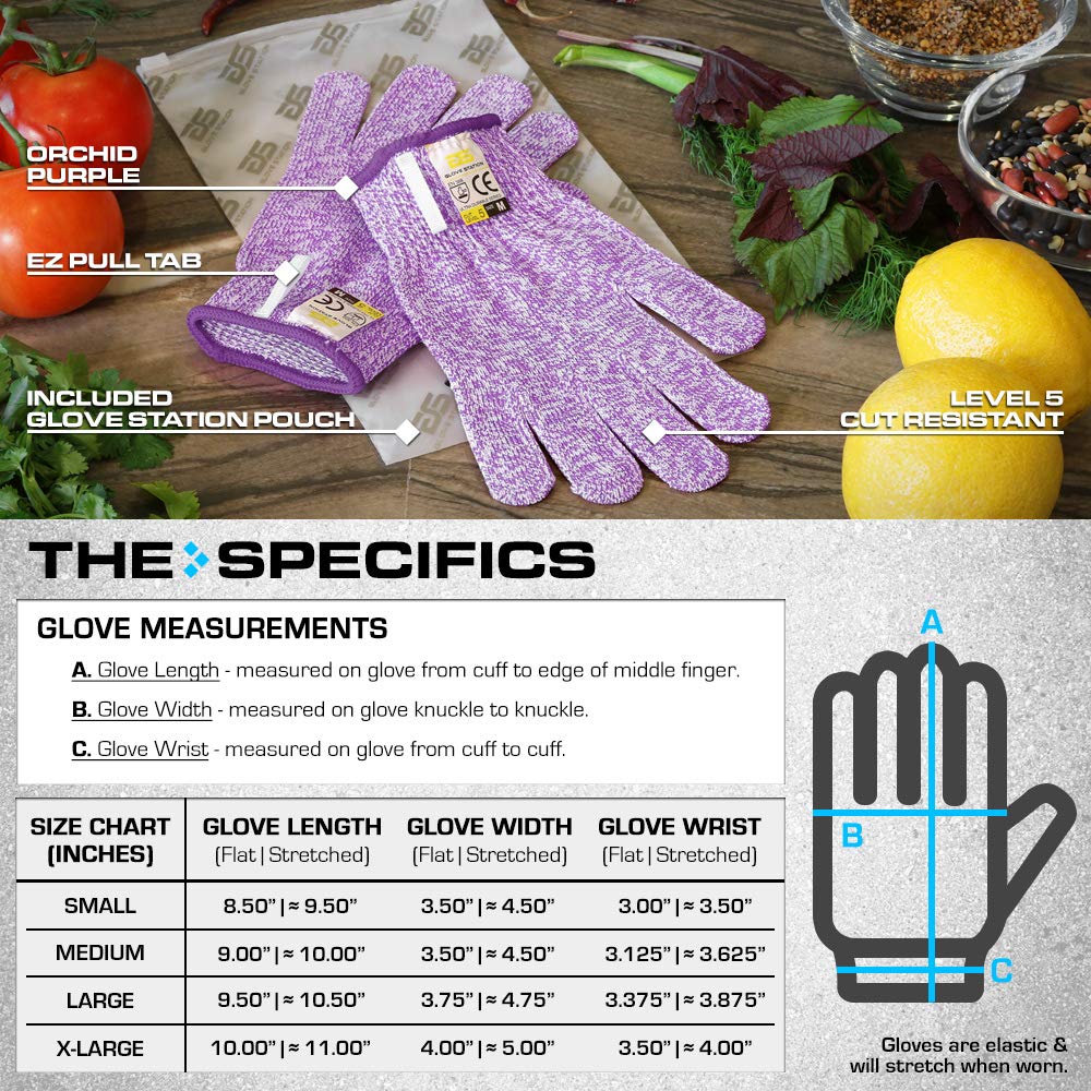 Glove Station Ultra Durable Series Cut Resistant Gloves - Cutting Gloves for Chefs, BBQ and Cooking - Level 5 Protection; Food Grade Safe Cut Proof Gloves - Purple, Medium Size