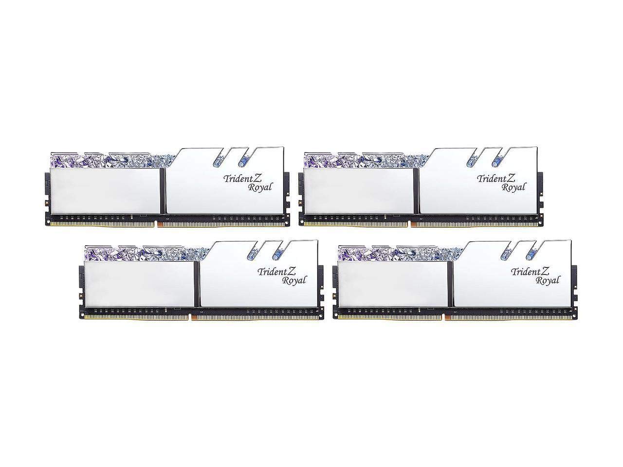 32GB G.Skill DDR4 Trident Z Royal Silver 3200Mhz PC4-25600 CL16 1.35V Quad Channel Kit (4x8GB)