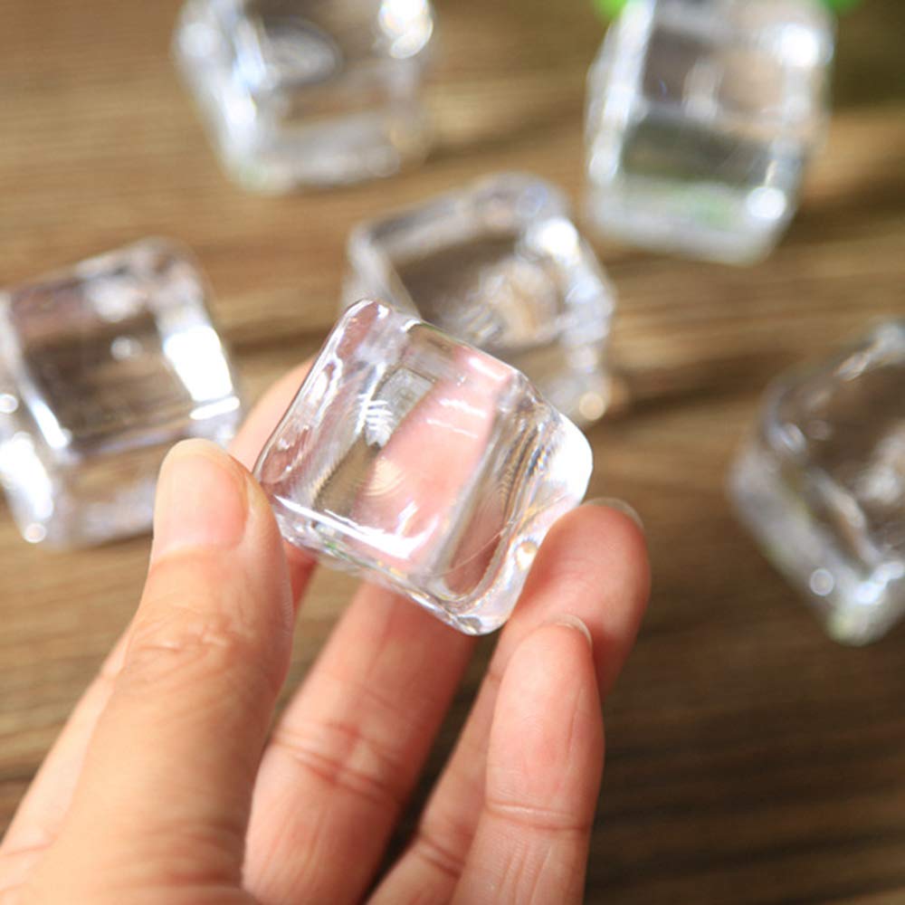 50 Pcs 20mm Clear Fake Ice Acrylic Decorative Ice Cubes Display for Home Decoration Wedding Centerpiece Vase Fillers,Photography Props&Kitchen Decoration