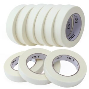 ogi masking tape 0.94 inch wide, beige white painters tape thin masking tape bulk removable general purpose masking tape for labeling painting drafting art craft, 0.94 inch x 60 yards, 9 rolls