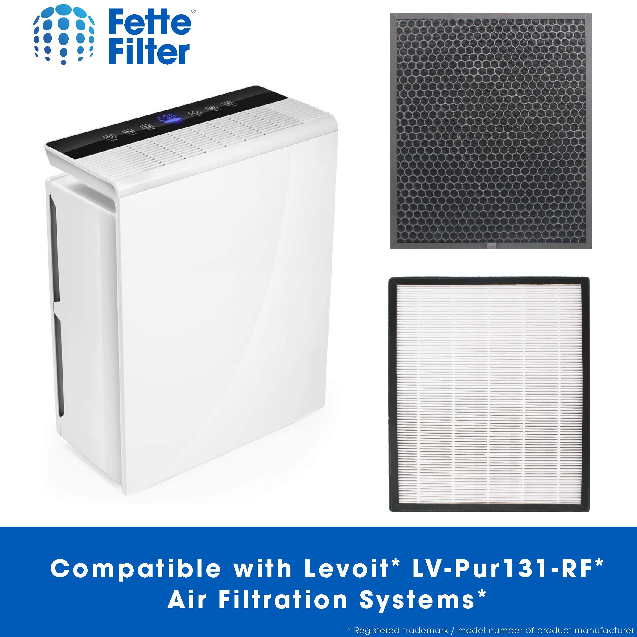 Fette Filter - LV-PUR131 Premium Replacement Filters Compatible with LEVOIT Air Purifier Models LV-PUR131s and LV-PUR13, LV-PUR131-RF, 2 Pack True HEPA and 2 Activated Carbon Filters.