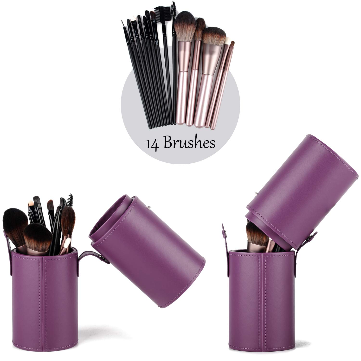 Narwey Makeup Brush Holder Travel Brushes Case Bag Cup Storage Dustproof for Women (Purple)