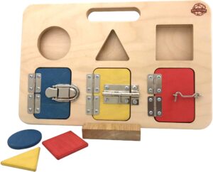 montessori busy board for toddlers - shape sorter - latch board - educational toy