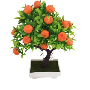 colorido 1pc artificial orange tree bonsai potted artificial plant tree desk decoration for party home garden decor