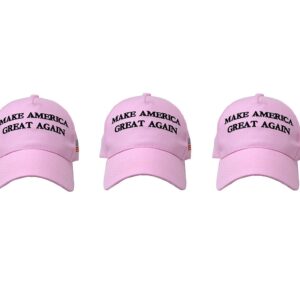 Ezone Make America Great Again Hat [3 Pack], Donald Trump USA MAGA Cap Adjustable Baseball Hat (Original Pink)