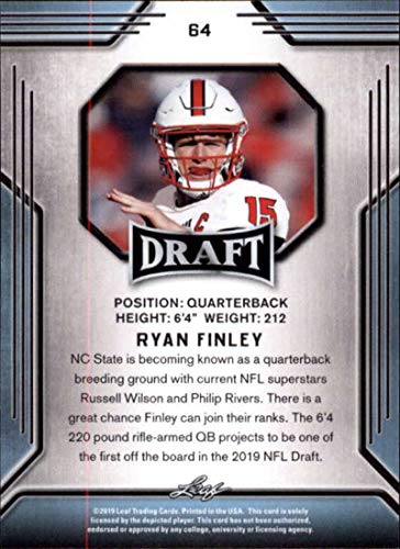 2019 Leaf Draft Football RC Rookie Card #64 Ryan Finley N.C. State Wolfpack