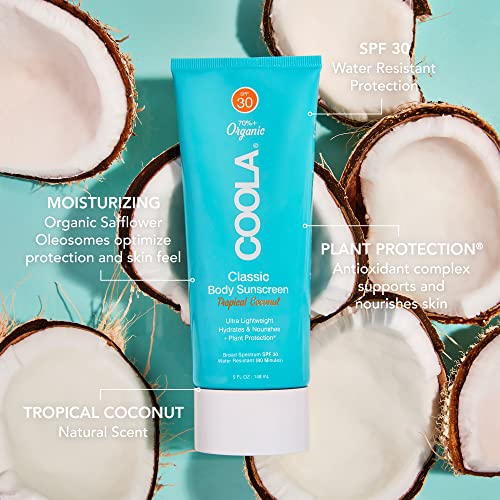 COOLA Organic Sunscreen SPF 30 Sunblock Body Lotion, Dermatologist Tested Skin Care For Daily Protection, Vegan And Gluten Free, Tropical Coconut, 5 Fl Oz