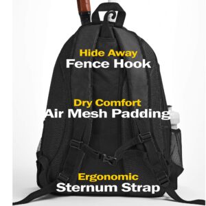 Athletico Premier Tennis Backpack - Tennis Bag Holds 2 Rackets in Padded Compartment | Separate Ventilated Shoe Compartment | Tennis Bags for Men or Women (Black)