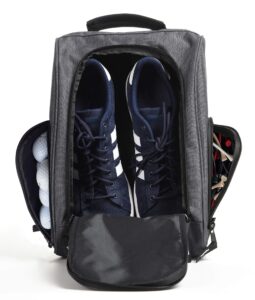 athletico golf shoe bag - zippered shoe carrier bags with ventilation & outside pocket for socks, tees, etc. (gray)