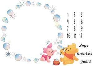 baby monthly milestone blanket newborn photo props shoots backdrop personalized animal yellow bear pink elephant blowing bubbles photography growing infants toddlers soft fleece swaddle blanket