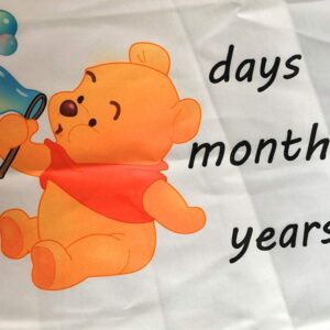 Baby Monthly Milestone Blanket Newborn Photo Props Shoots Backdrop Personalized Animal Yellow Bear Pink Elephant Blowing Bubbles Photography Growing Infants Toddlers Soft Fleece Swaddle Blanket