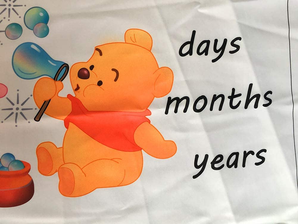 Baby Monthly Milestone Blanket Newborn Photo Props Shoots Backdrop Personalized Animal Yellow Bear Pink Elephant Blowing Bubbles Photography Growing Infants Toddlers Soft Fleece Swaddle Blanket