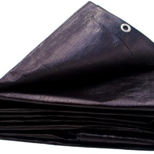 10 Ft. X 30 Ft. Heavy Duty 6 Oz. Black Poly Tarp 11-12 Mil Thick