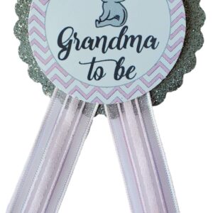 Grandma to Be Pin Elephant Baby Shower Pin for nona to wear, Pink & Gray, It's a Girl Baby Sprinkle