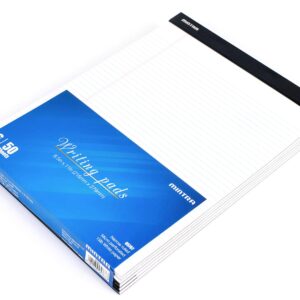 Mintra Office Legal Pads - ((BASIC WHITE 6pk, 8.5in x 11in, NARROW RULED)) - 50 Sheets per Notepad, Micro perforated Writing Pad, Notebook Paper for School, College, Office, Business