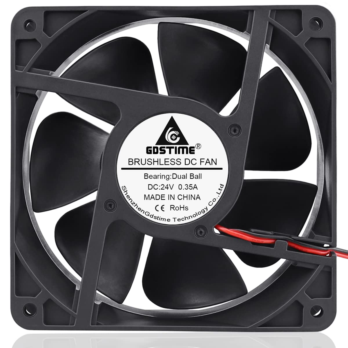 GDSTIME Dual Ball Bearings 1238 Cooling Fan, 120mm x 38mm 24V DC 125CFM Brushless Cooler Fan