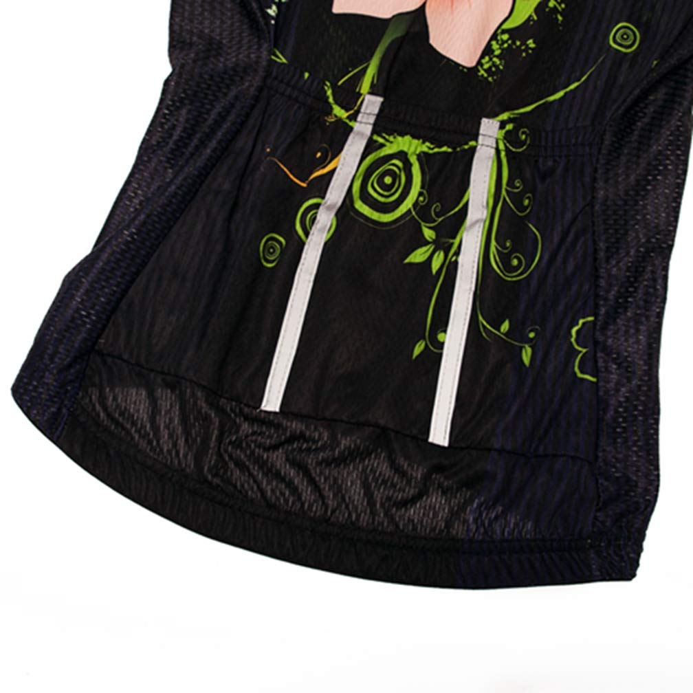 Women's Cycling Jersey Summer Bicycle Clothing Bike Shirt Jacket Flower Black S