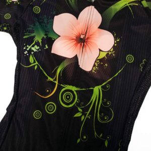 Women's Cycling Jersey Summer Bicycle Clothing Bike Shirt Jacket Flower Black S