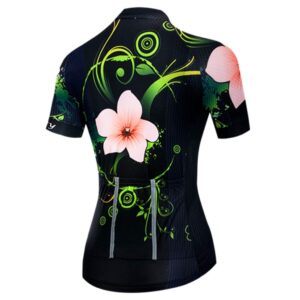 Women's Cycling Jersey Summer Bicycle Clothing Bike Shirt Jacket Flower Black S