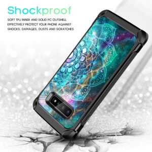 BENTOBEN Galaxy S10 Plus Case,Slim Fit Glow in The Dark Shockproof 2 in 1 Hard PC Soft Bumper Dual Layer Hybrid Protective Cover for Samsung Galaxy S10 Plus 6.4" Case, Mandala in Galaxy