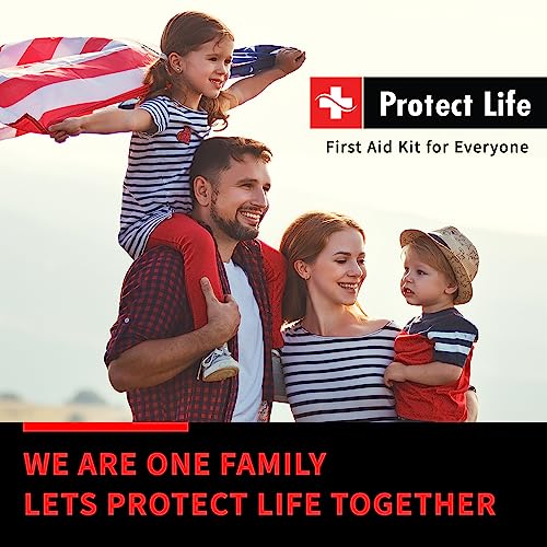 Protect Life First Aid Kit for Home/Business | HSA/FSA Eligible Emergency Kit | Hiking First aid kit Camping | Travel First Aid Kit for Car|Small First Aid Kit Travel/Survival Medical kit - 100 Pieces