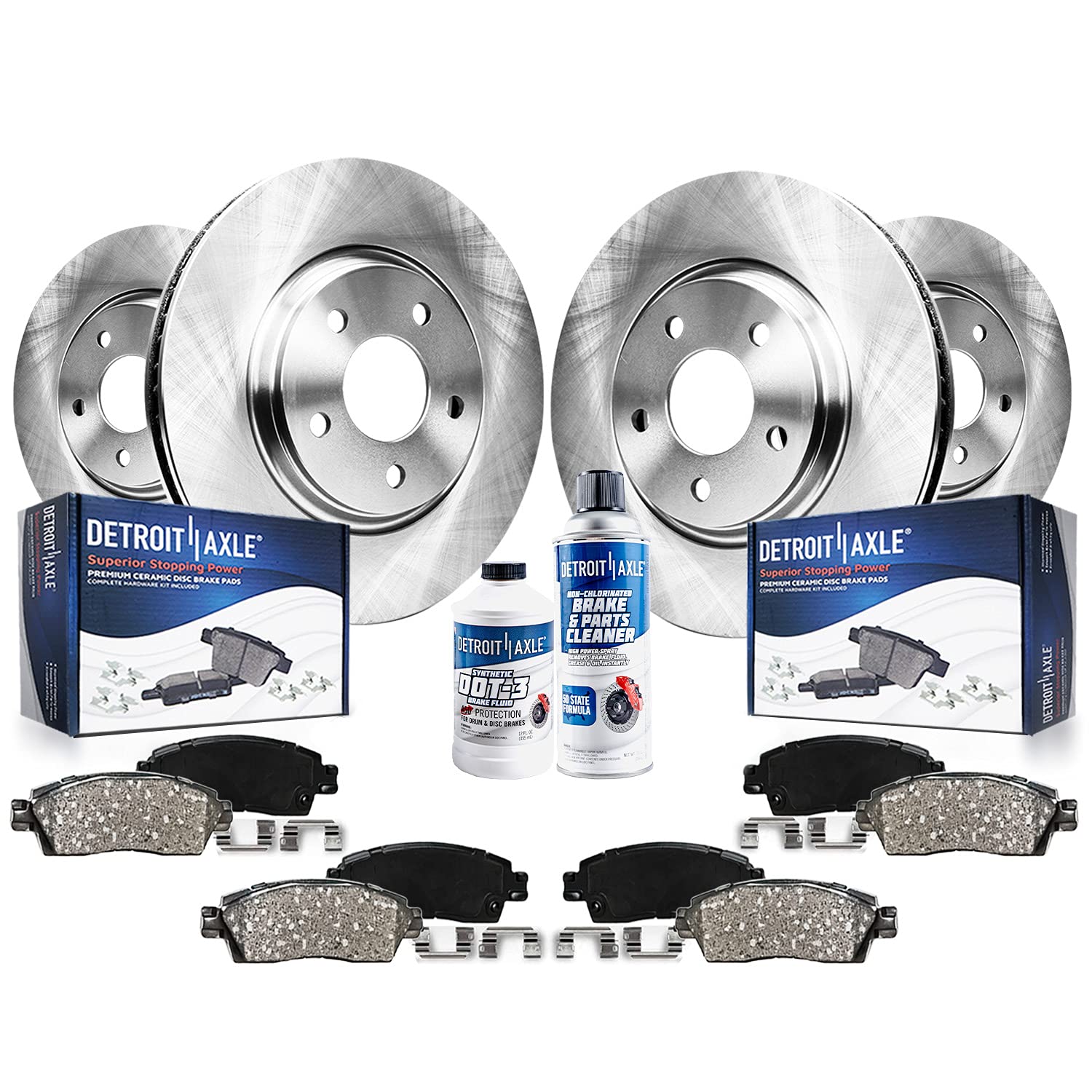 Detroit Axle - Brake Kit for 01-05 BMW 325xi Ceramic Brake Rotors Brakes Pads 2001 2002 2003 2004 2005 Front and Rear Replacement