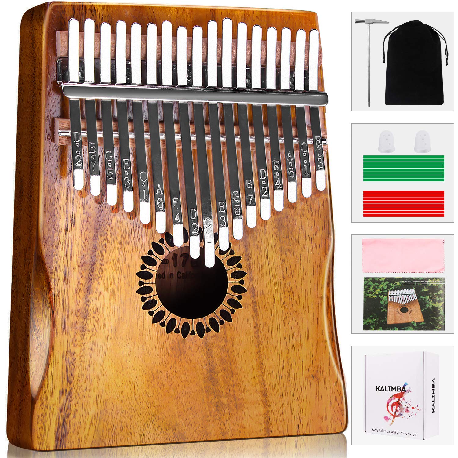 Newlam Kalimba Thumb Piano 17 Keys, Portable Mbira Finger Piano Gifts for Kids and Adults Beginners