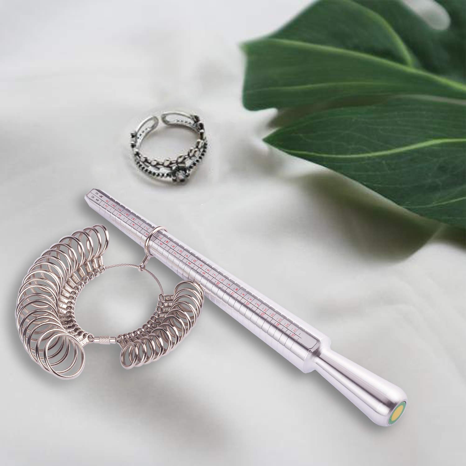 OKREVIEW Ring Mandrel Sizer Finger Sizing Measuring Stick - Ring Sizer Guage 27 Pcs Metal Circle Models Jewelry Tool