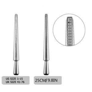 OKREVIEW Ring Mandrel Sizer Finger Sizing Measuring Stick - Ring Sizer Guage 27 Pcs Metal Circle Models Jewelry Tool