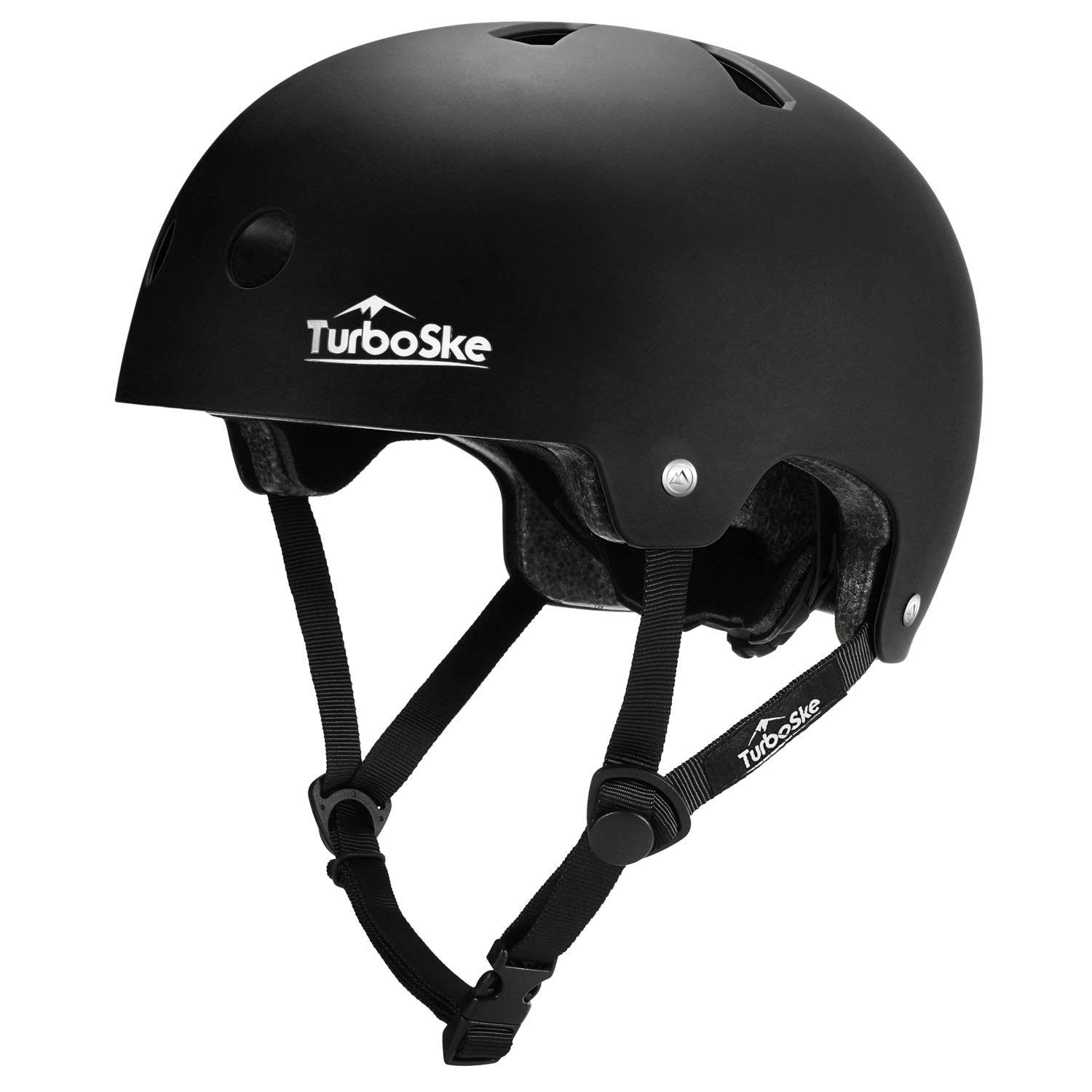 TurboSke Skateboard Helmet, BMX Helmet, Multi-Sport Helmet, Bike Helmet for Kids, Youth, Men, Women (Black, L/XL (22.8"-24"))