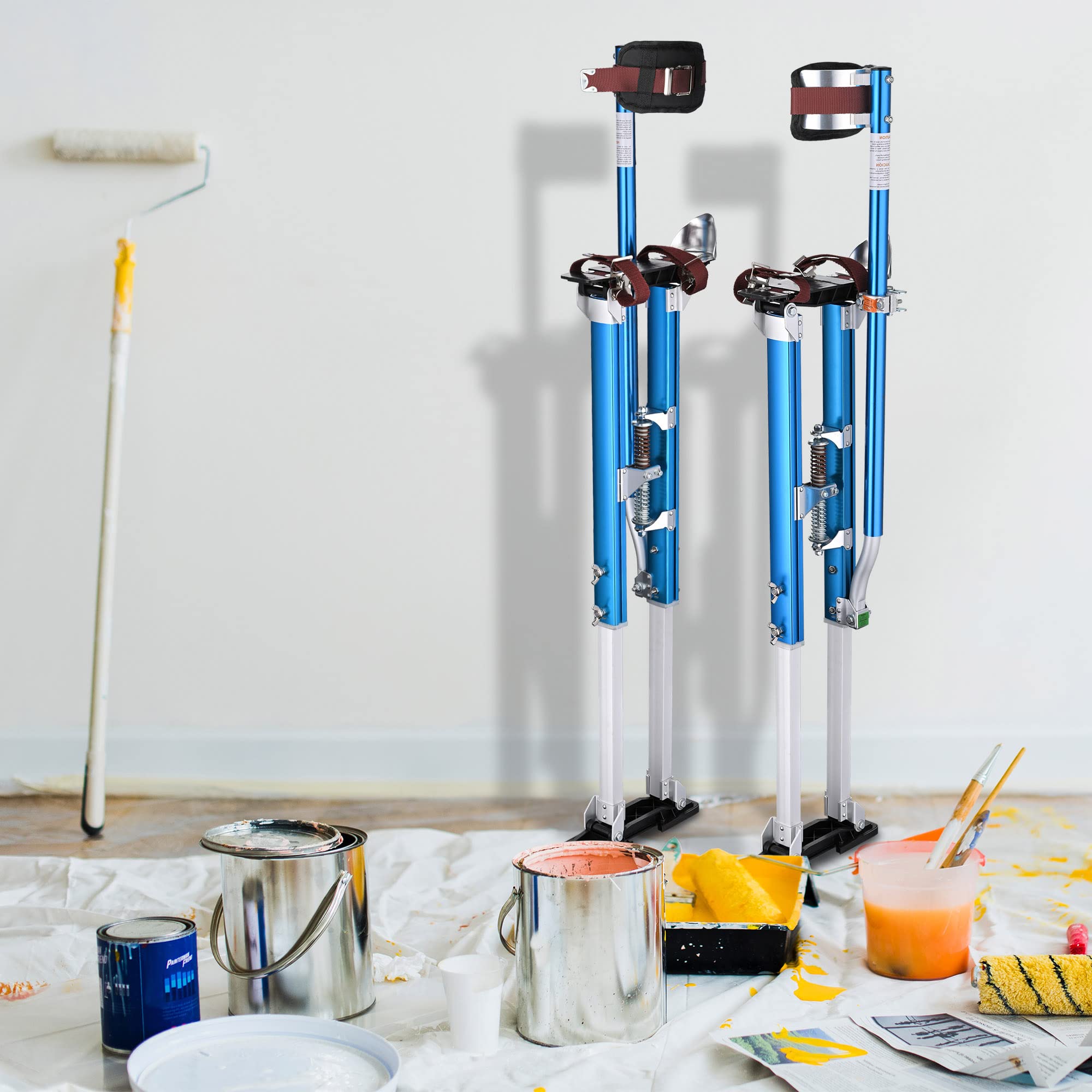 Yescom Drywall Stilts 36" - 50" Adjustable Aluminum Tool Stilt with Knee Pad Protection for Painting Painter Taping Blue