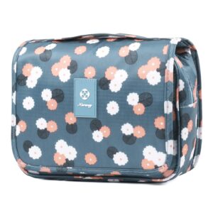 narwey hanging toiletry bag for women travel makeup bag organizer toiletries bag for travel size cosmetics essentials accessories (blue flower)