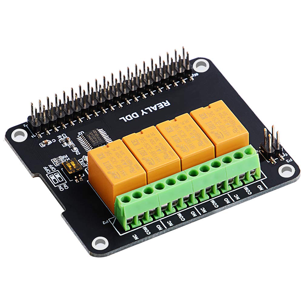 GeeekPi 4 Channel Relay Board Module for Raspberry Pi, Power Relay Module for Raspberry Pi 4B & Raspberry Pi 3 Model B+ & Raspberry Pi 3/2 Model B (No Programming Required/Programmable)