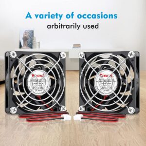 Wathai DC 12V Cooler Case Fan 70mm x 70mm x 15mm 2Pin Brushless Cooling Fan High Performance 2Pack